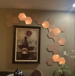 Apple Nanoleaf Elements Wood Look Hexagon Smarter Kit And 7 Panel 3 Packs 21 Hex - Picture 1 of 4
