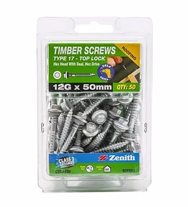 Zenith TIMBER SCREW TopLock w/ SEAL HEX Head Drive GALVANISED,12Gx50mm- 50pcs - Picture 1 of 1
