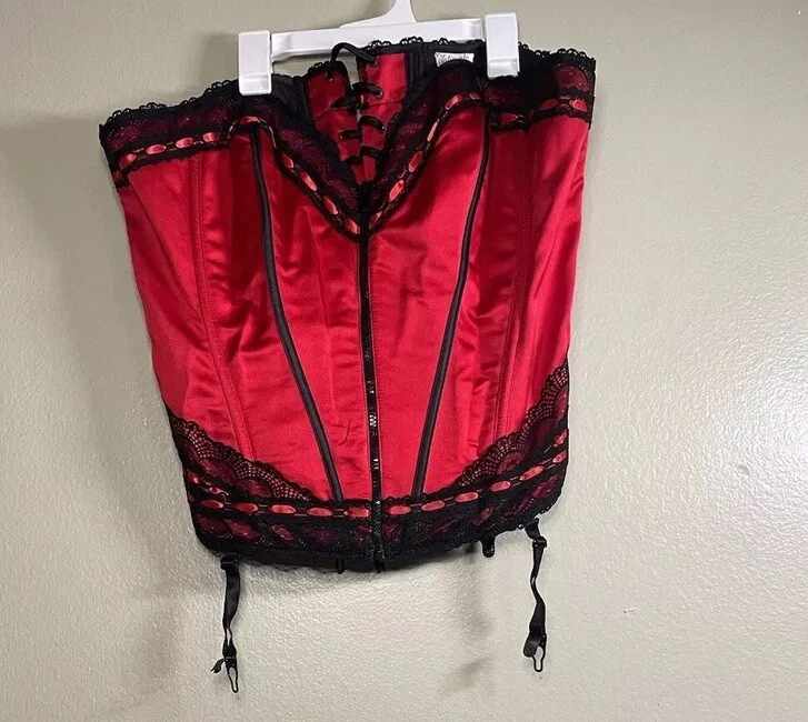 Corsé Vintage Mujeres Gótico Rojo Negro Encaje Sexy Steam Punk Corsé Talla 42 Foto 1 de 4