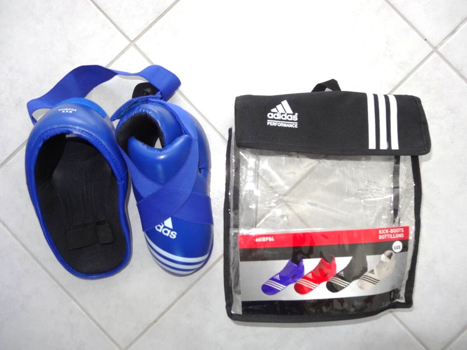 Adidas adiBP04 Kickboxing Boot Fußschützer blau/weiß Gr. XXS NEU - Bild 1 von 1