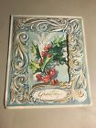 Ornate 3D Holly Berry Greetings Artistic Christmas Card Used