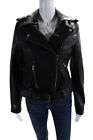 Cleobella Womens Black Leather Full Zip Long Sleeve Motorcycle Jacket Size M