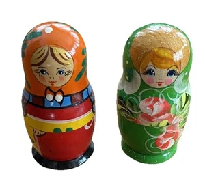 Russian Nesting Dolls (2 Sets of 3) Hand Painted Nesting Dolls from Russia - Imagen 1 de 4