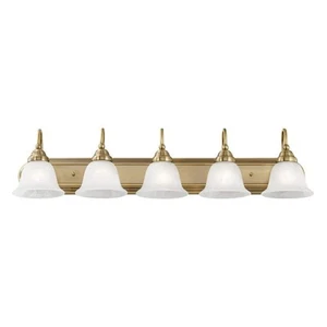 AVIANCE LIGHTING Bradley 36 in. 5-Light Antique Brass Vanity Light with White - Picture 1 of 12