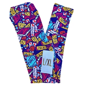 NEW Lularoe Leggings Girls L/XL (sz 8-14) Colorful Funny Words Sounds Stretch - Picture 1 of 13