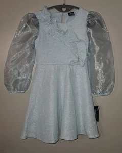 NEW GIRLS BEETLEJUICE ASTRID BLUE DRESS SIZE S 6-7 - Picture 1 of 6