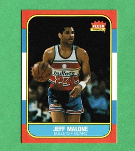 High End RARE - 1986-87 Fleer Jeff Malone Rookie Card Rc 67 Bullets - TOUGH CARD - Picture 1 of 2