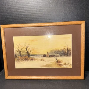 Vintage Watercolor Painting Signed  And Framed With Glass Free Shipping - Picture 1 of 6
