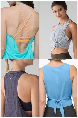 LOTE LULULEMON DE 4 Tamanho 8 Roupas Ativas Culturas/Tanques - Flow & Go - Ritmo Perfeito - Imagem 1 de 4