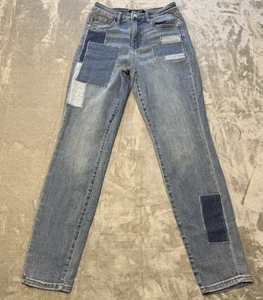 Judy Blue Womens Patchwork Boyfriend Jeans Sz 3/26 Medium Wash Denim Distressed - Picture 1 of 14