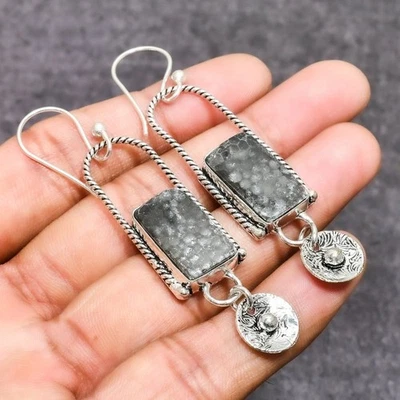 Pendiente de joyería de plata de ley 925 hecho a mano con piedras preciosas de coral Stingrey 2,84" N077 Foto 1 de 3