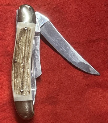 Faca HEN & ROOSTER CUTLERY CO ALEMANHA VEADO GENUÍNO #283DS SOWBELLY STOCKMAN NOVA NA CAIXA - Imagem 1 de 4