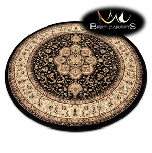  Thick & Soft classic TRADITIONAL RUGS "ROYAL" Rosette circle black ORIGINAL  - Picture 1 of 6