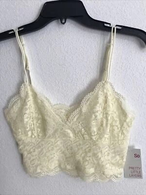 So Pretty Little Layers lace bra juniors Size S Yellow retails $20 (APO-83-2) - Image 1 of 4