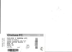 Chelsea v Barrow Ticket Stub 24/09/24 (Carabao Cup) (Fold Down Centre) - Picture 1 of 1