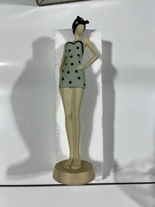 12” Ceramic Posing Female In Polka Dot Bathing Suit - Picture 1 of 3