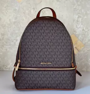MICHAEL KORS RHEA MEDIUM BACKPACK MK BROWN - Picture 1 of 13