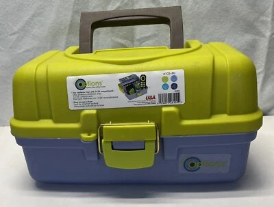 CREATIVE OPTIONS Two Tray Craft Or Organizing Box USED* Purple Green - Image 1 of 4