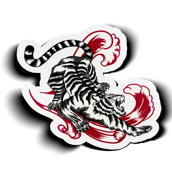 Japanese Tiger Style Animal Vinyl Sticker for Tumblers, Laptops, Bumper Stickers - Image 1 of 1