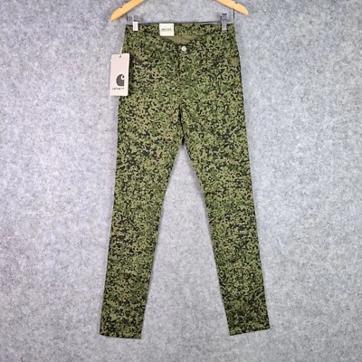 Pantalones de mezclilla Carhartt para mujer W27 L32 verde camuflaje X Riot trabajo en progreso NUEVOS 4355 Foto 1 de 4