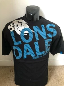 Lonsdale London Mens Large Black Blue Boxing Gym Training Running Top T-Shirt - Picture 1 of 2