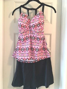 FIT 4 U Ds & Es Sahara Hi-Back Tankini w/Skirtini  PINK 12  A231072 - Picture 1 of 2