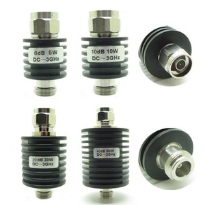 Round RF Coaxial Attenuator 5W-50W 1dB-50dB N Type Male to Female 3.0GHz 50 Ohm