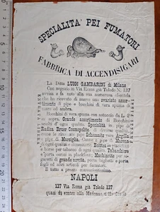 ADVERTISEMENT LATE '800 SPECIALITY' PEI SMOKERS PIPE - TOBACCO - GAMBARINI NAPLES - Picture 1 of 2