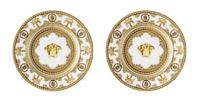 PAR DE PLATOS DE PAN BLANCO BARROCO VERSACE BY ROSENTHAL #403652-10218 MARCA NUEVO EN CAJA Foto 1 de 2