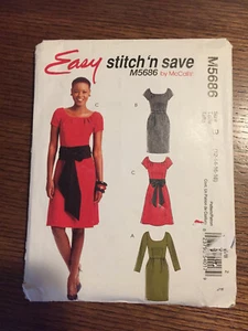 McCall's Misses' Dresses,Belt & Sash Pattern M5686 Size 12-18 UNCUT - Picture 1 of 3