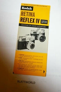 Kodak Retina camera NEW Sales Brochures for RETINA reflex IV SLR CAMERA - Picture 1 of 1
