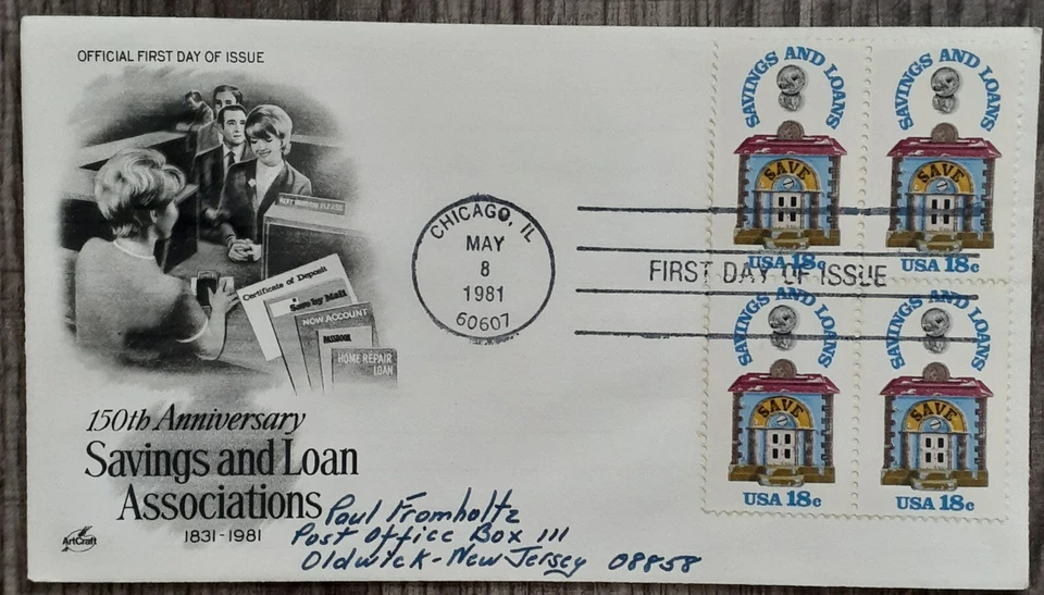 S & P Stamps ArtCraft FIRST DAY COVER SAVINGS & LOAN ASSOCIATION 1981 - Image 1 of 1