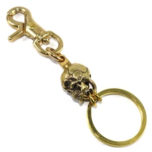 Solid Brass Skull Keychains Keyrings With Trigger Clasp Key Chain Key Holder - Picture 1 of 4