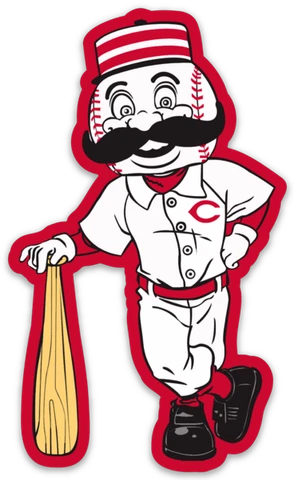 Cincinnati Reds logo Type Mr. Red Character w/ baseball bat MLB Die-Cut MAGNET Cover