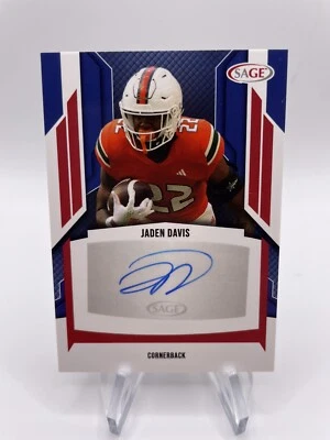 2024 SAGE High Series Red Auto Jaden Davis #A-JD2 Rookie RC Arizona Cardinals - Image 1 of 2