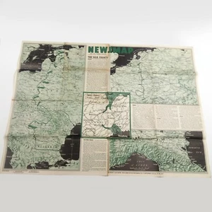 Mapa de prensa de la Segunda Guerra Mundial 2 de octubre de 1944 póster original de 2 caras 4' con x 3' de alto - Imagen 1 de 9