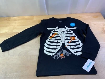 New Boy's Carter's Halloween LS Tee Sz 4 Ribs with Bats,Spider & Candy* - Image 1 of 2