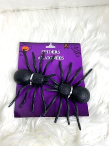 Neu Party Deko 2er Pack schwarze Spinnen 6 x 4 in Spaß Witz - Bild 1 von 3