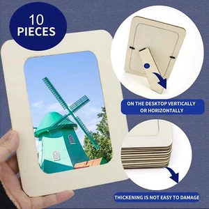 10x Wood Photo Frames Unfinished Picture Frames for Arts Painting Projects - Picture 1 of 6