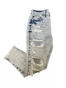 KanCan 7/27 New Relaxed Fit High Rise Mom Jeans Distressed Women’s NWT - Picture 1 of 7