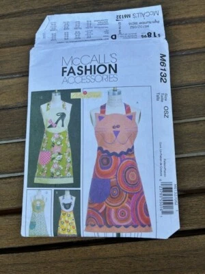 McCall's 6132 Sewing Pattern Cat/Shoe/Coffee/Chicken Appliqued Aprons S-XL Uncut - Image 1 of 3