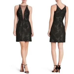DRESS THE POPULATION Damen Gr. XS Kennedy Schwarz Brokat Illusion Etuikleid - Bild 1 von 5