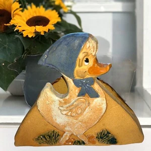 Vtg Napkin Holder Hindt Pottery Painted Signed Country Duck Farmhouse Kitchen - Picture 1 of 7