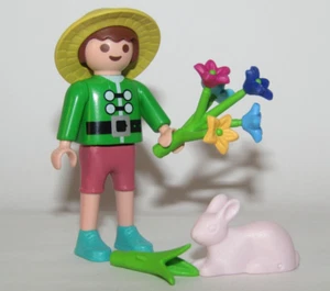Playmobil Teenager Boy Long Legs w/ baby pink rabbit - farm animals - C24 - Picture 1 of 3