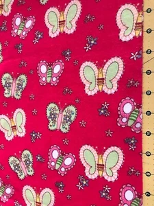 Butterflies on Pink 18” X 42” Flannel fabric #1290 - Picture 1 of 1