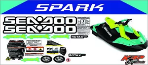 SEADOO SPARK Teal 2-Up 2022 Graphics / Decal / Sticker Kit - Picture 1 of 1