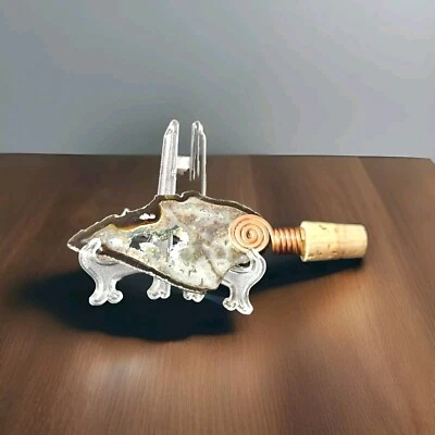 Tapón de botella de una rebanada de ágata #2 - 6" x 2 1/4" con acento de cobre #2 Foto 1 de 4