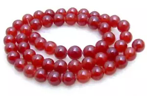 8mm Round Natural Red Jade Gemstone Bead for Jewelry Making DIY Loose Strand 15" - Picture 1 of 3