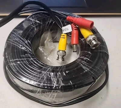 Security Camera Cable BNC CCTV Video Power DVR 100FT Black Roll - Image 1 of 3