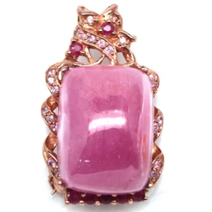925 Silver Sterling 17 x 23 mm. Pink Ruby & pink Sapphire Brooch - Picture 1 of 4